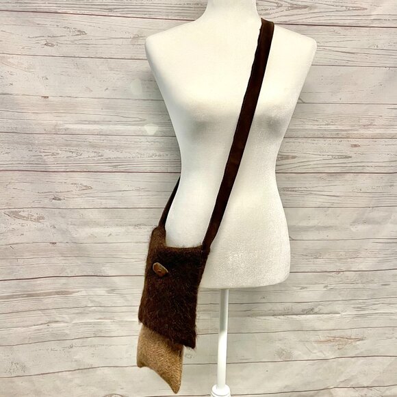 Alpaca crossbody bag with suede leather strap - Picture 1 of 12
